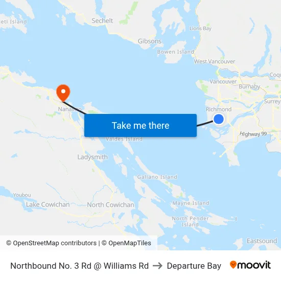 Northbound No. 3 Rd @ Williams Rd to Departure Bay map