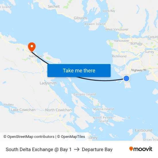 South Delta Exchange @ Bay 1 to Departure Bay map