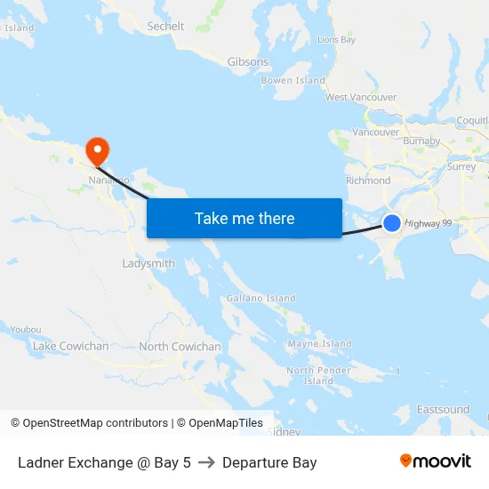 Ladner Exchange @ Bay 5 to Departure Bay map