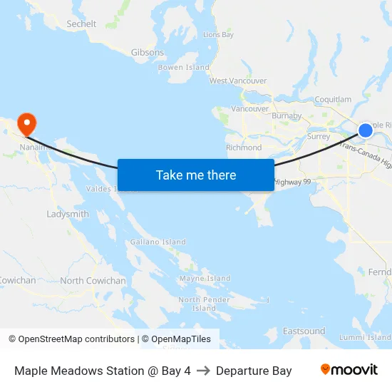 Maple Meadows Station @ Bay 4 to Departure Bay map