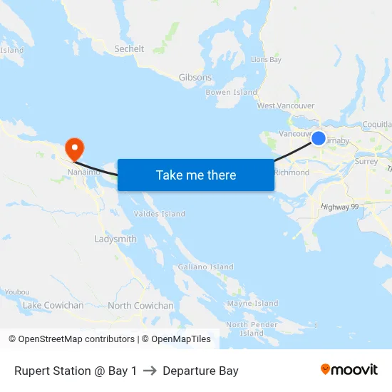 Rupert Station @ Bay 1 to Departure Bay map