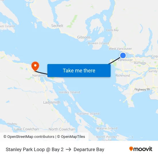 Stanley Park Loop @ Bay 2 to Departure Bay map