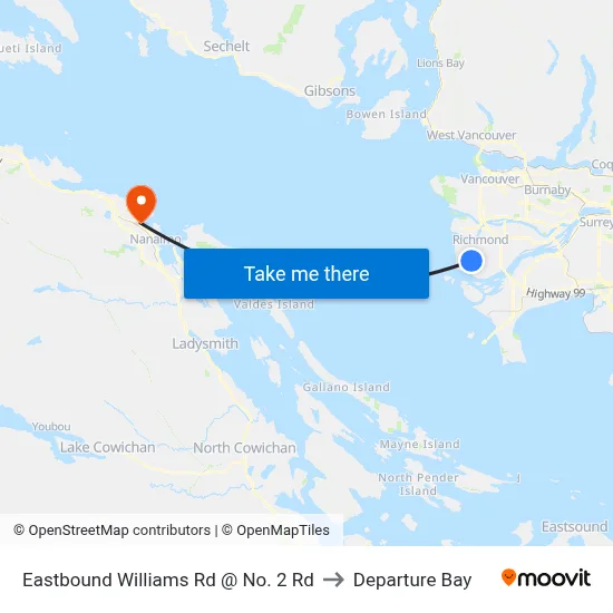 Eastbound Williams Rd @ No. 2 Rd to Departure Bay map