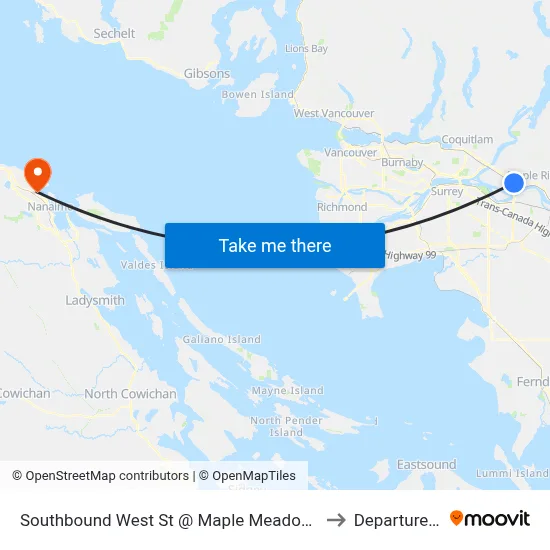 Southbound West St @ Maple Meadows Station to Departure Bay map