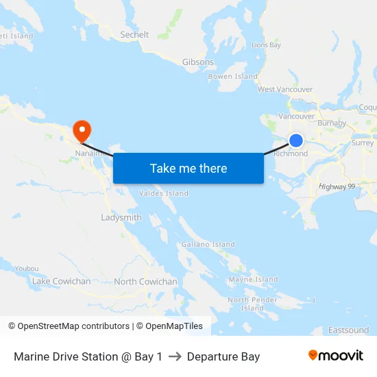 Marine Drive Station @ Bay 1 to Departure Bay map