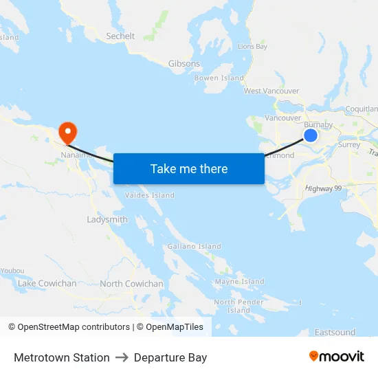 Metrotown Station to Departure Bay map