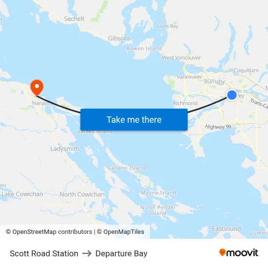 Scott Road Station to Departure Bay map