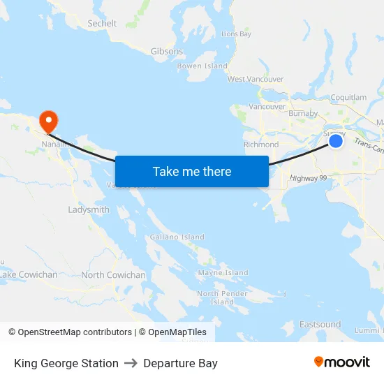 King George Station to Departure Bay map