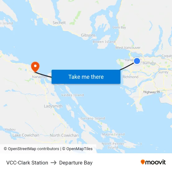 VCC-Clark Station to Departure Bay map
