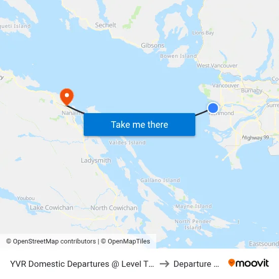 YVR Domestic Departures @ Level Three to Departure Bay map