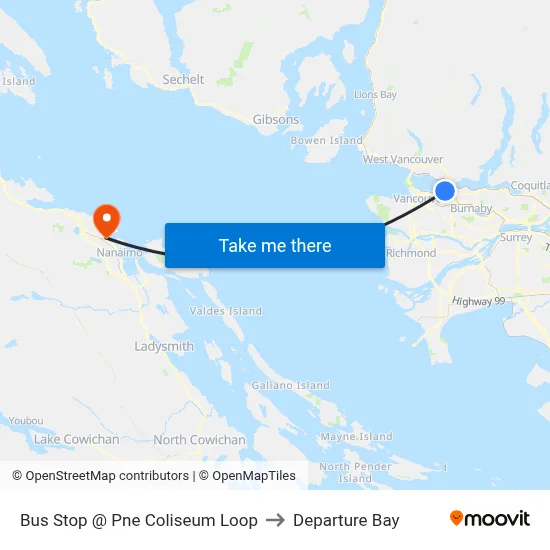 Bus Stop @ Pne Coliseum Loop to Departure Bay map