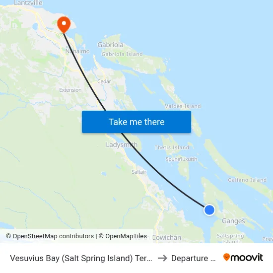 Vesuvius Bay (Salt Spring Island) Terminal to Departure Bay map