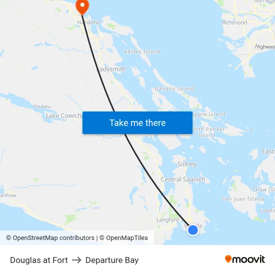 Douglas at Fort to Departure Bay map