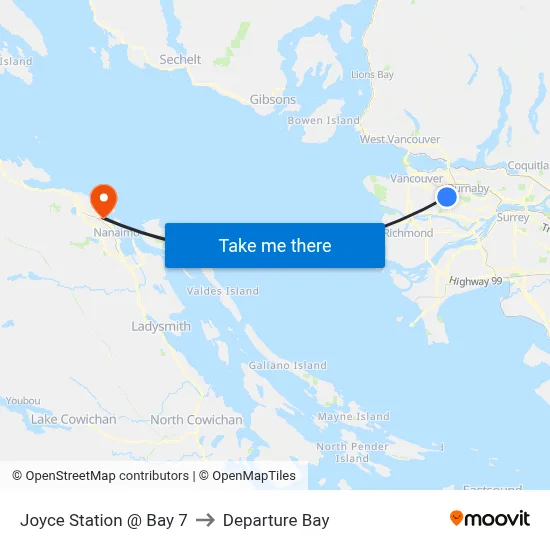 Joyce Station @ Bay 7 to Departure Bay map