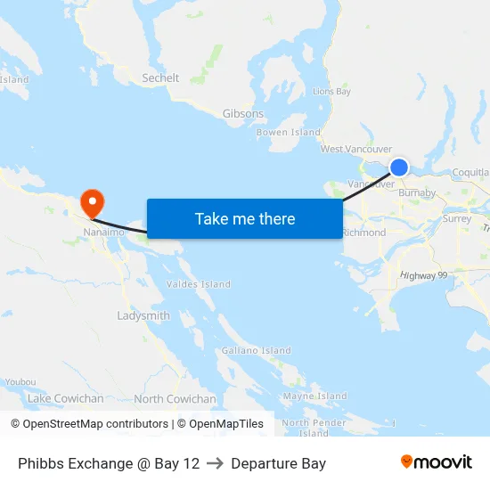 Phibbs Exchange @ Bay 12 to Departure Bay map