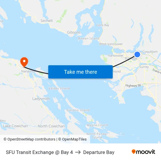 SFU Transit Exchange @ Bay 4 to Departure Bay map