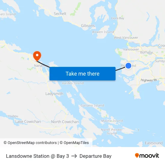 Lansdowne Station @ Bay 3 to Departure Bay map