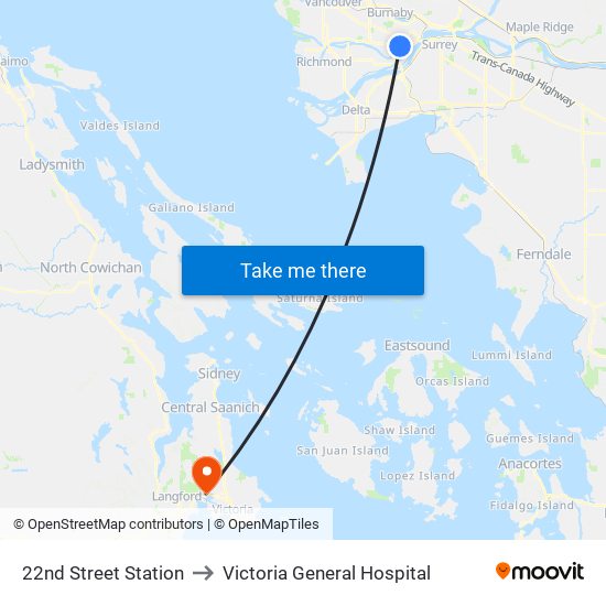 22nd Street Station to Victoria General Hospital map