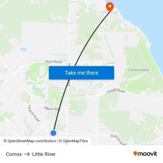 Comox to Little River map