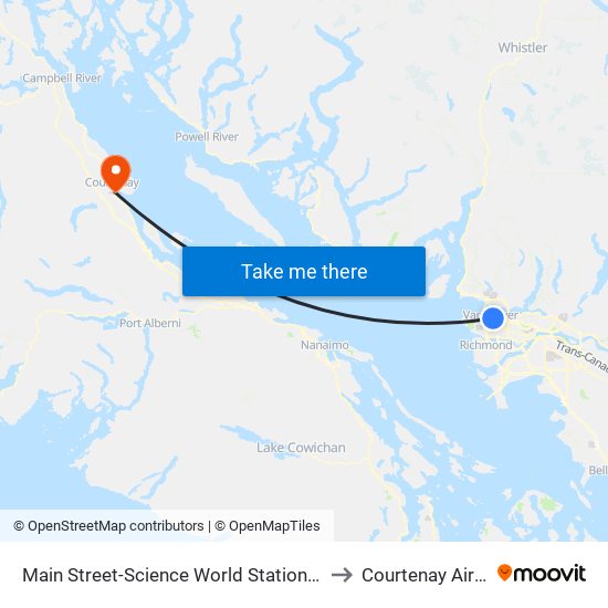 Main Street-Science World Station @ Bay 1 to Courtenay Airpark map