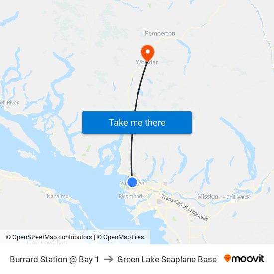 Burrard Station @ Bay 1 to Green Lake Seaplane Base map