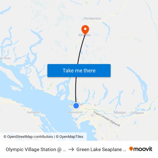 Olympic Village Station @ Bay 1 to Green Lake Seaplane Base map
