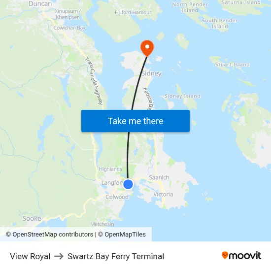 View Royal to Swartz Bay Ferry Terminal map