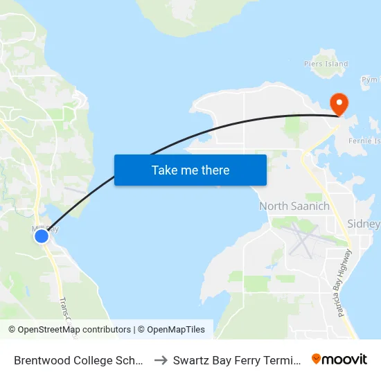 Brentwood College School to Swartz Bay Ferry Terminal map