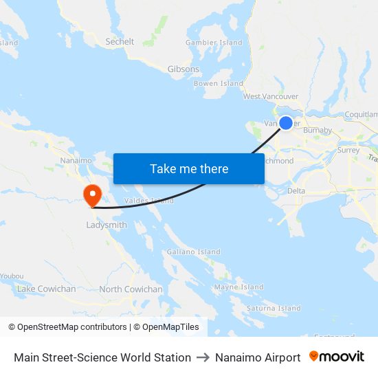 Main Street-Science World Station to Nanaimo Airport map