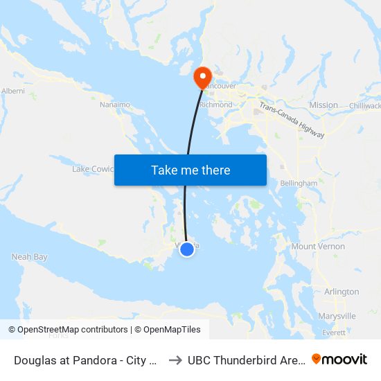 Douglas at Pandora - City Hall to UBC Thunderbird Arena map