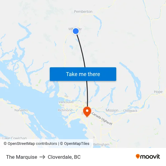 The Marquise to Cloverdale, BC map