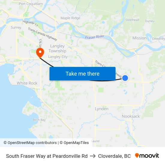 South Fraser Way at Peardonville Rd to Cloverdale, BC map