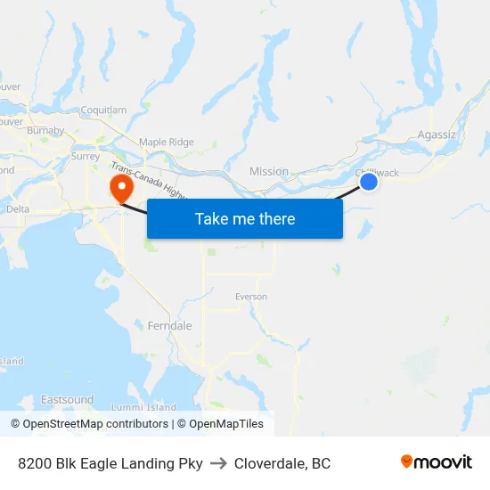 8200 Blk Eagle Landing Pky to Cloverdale, BC map