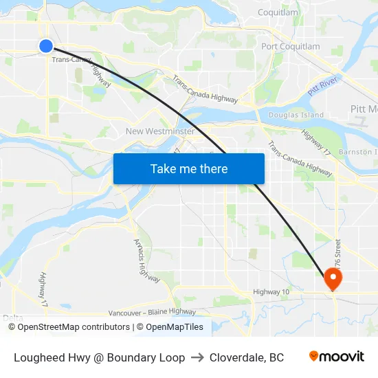Lougheed Hwy @ Boundary Loop to Cloverdale, BC map