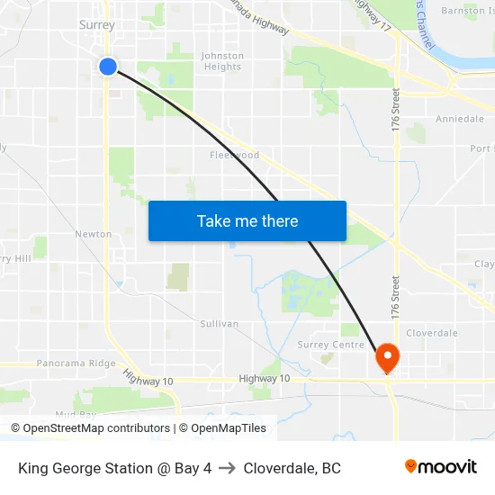 King George Station @ Bay 4 to Cloverdale, BC map