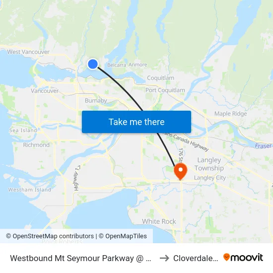 Westbound Mt Seymour Parkway @ Apex Ave to Cloverdale, BC map