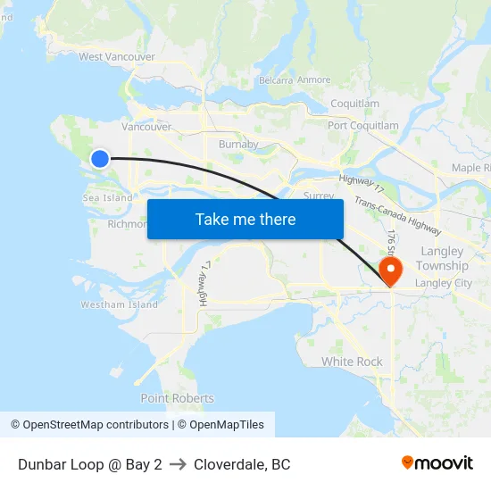 Dunbar Loop @ Bay 2 to Cloverdale, BC map
