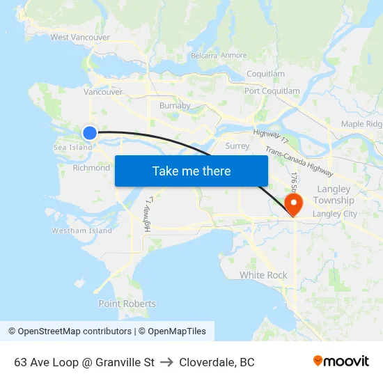 63 Ave Loop @ Granville St to Cloverdale, BC map