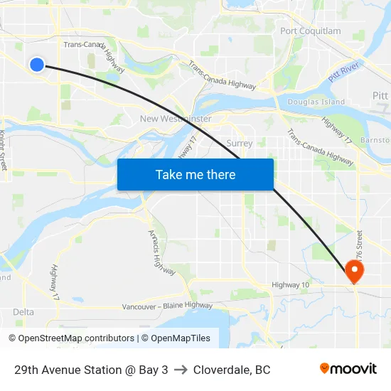 29th Avenue Station @ Bay 3 to Cloverdale, BC map