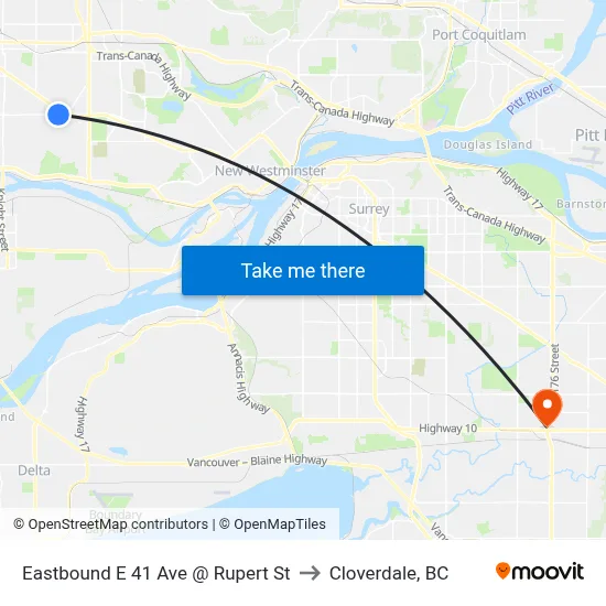 Eastbound E 41 Ave @ Rupert St to Cloverdale, BC map