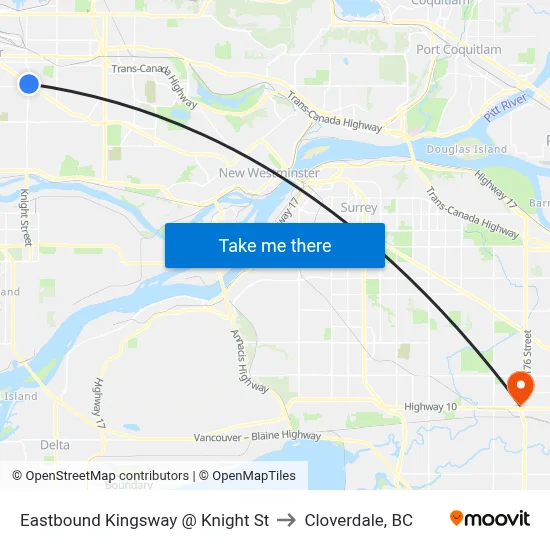Eastbound Kingsway @ Knight St to Cloverdale, BC map