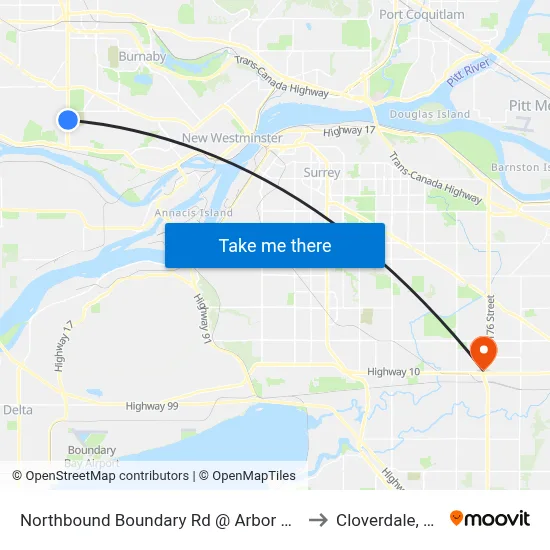 Northbound Boundary Rd @ Arbor Ave to Cloverdale, BC map
