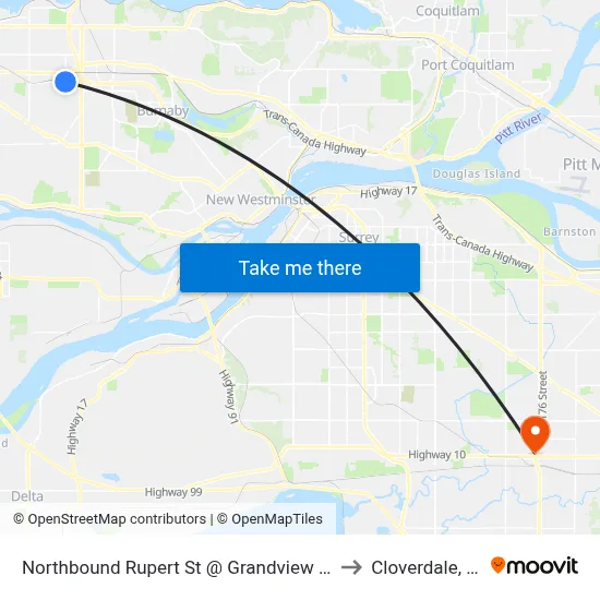 Northbound Rupert St @ Grandview Hwy to Cloverdale, BC map
