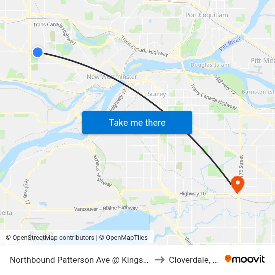 Northbound Patterson Ave @ Kingsway to Cloverdale, BC map