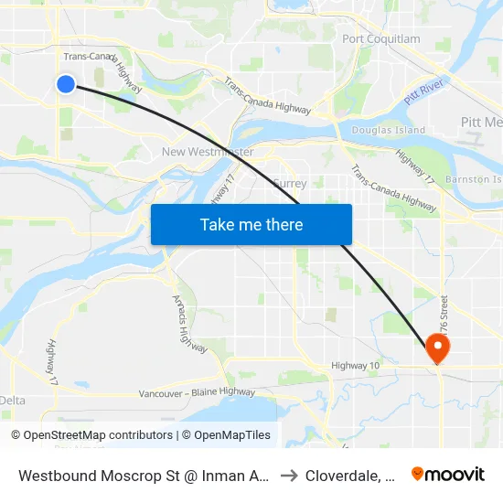 Westbound Moscrop St @ Inman Ave to Cloverdale, BC map