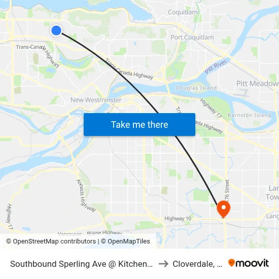 Southbound Sperling Ave @ Kitchener St to Cloverdale, BC map
