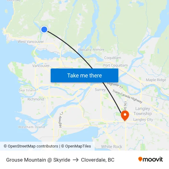 Grouse Mountain @ Skyride to Cloverdale, BC map