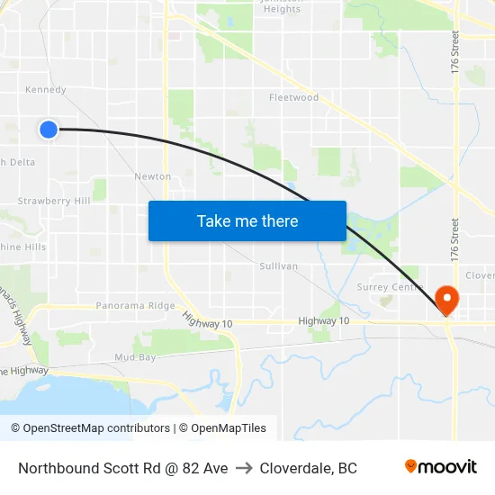 Northbound Scott Rd @ 82 Ave to Cloverdale, BC map