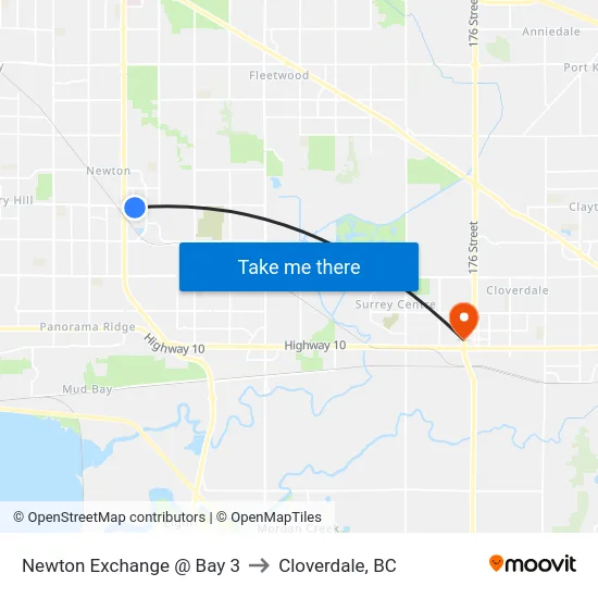 Newton Exchange @ Bay 3 to Cloverdale, BC map