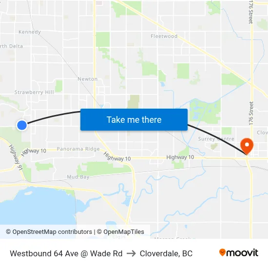 Westbound 64 Ave @ Wade Rd to Cloverdale, BC map